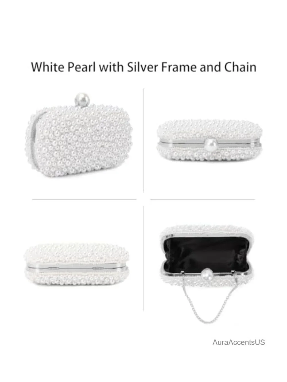 Pearl Clutch Purse Beaded Bag Small Bridal Evening Handbag